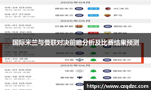 国际米兰与曼联对决前瞻分析及比赛结果预测